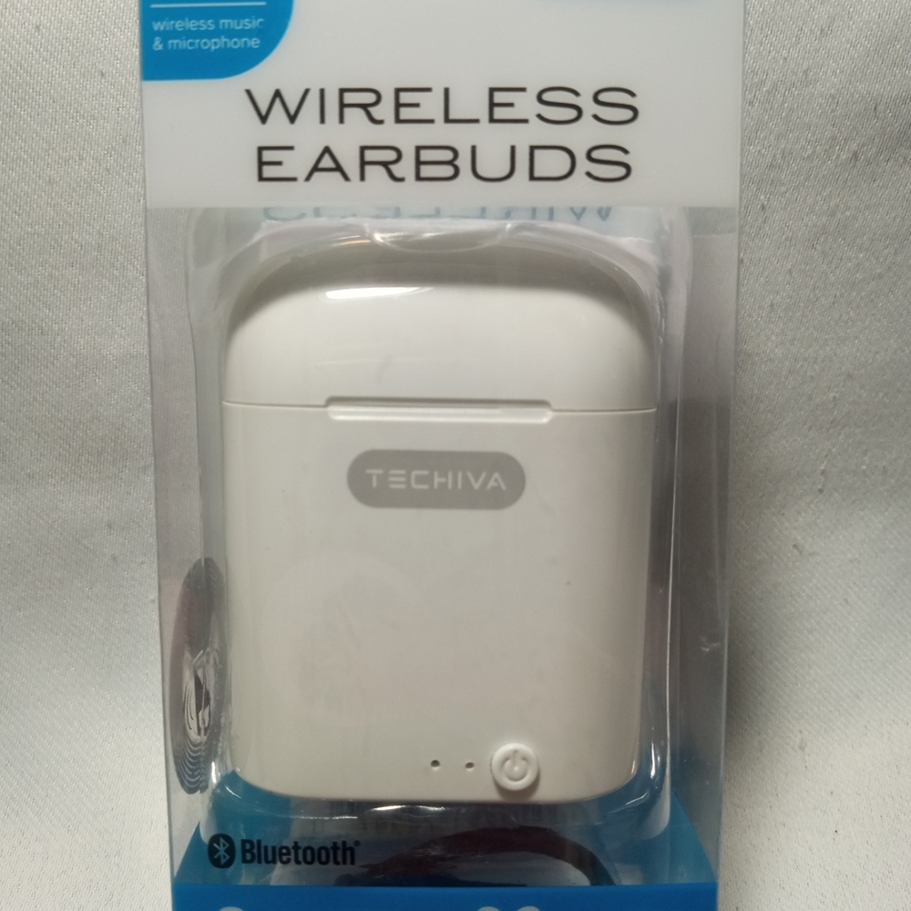 Techiva Wireless Earbuds Bluetooth With White Case And Microphone Fast Pairing🎧